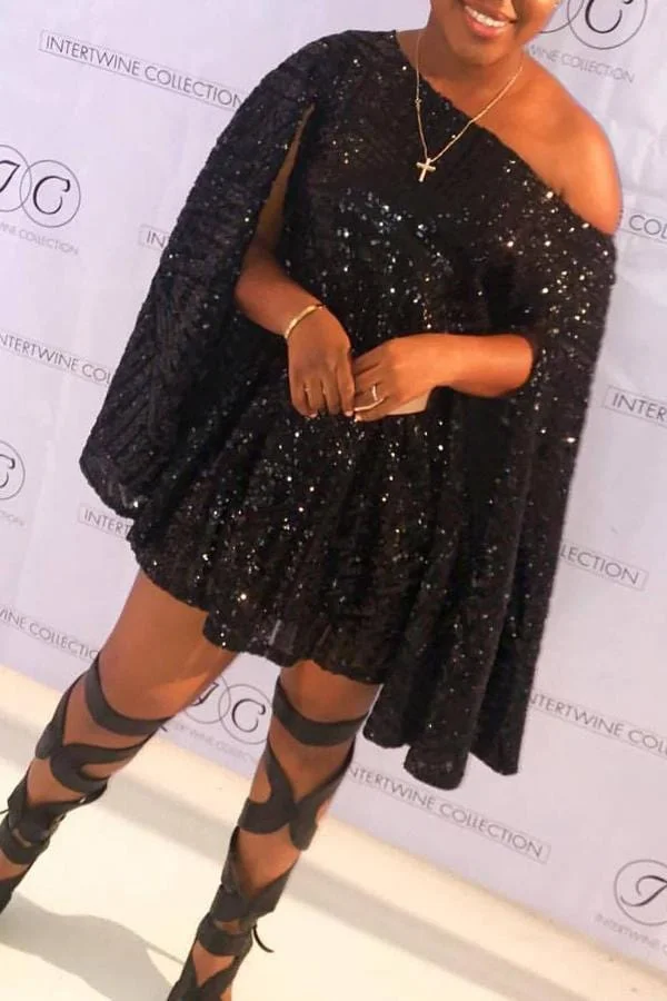 Party Sequined Decorative Mini Dress
