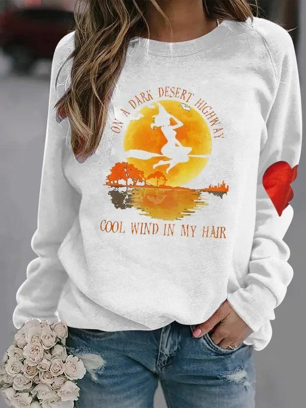 Women's Long Sleeves Round Neck Graphic Printed Top
