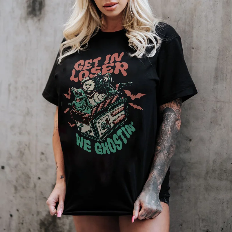 Get In Loser We Ghostin' Printed Women's T-shirt -  