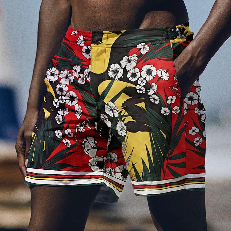 Men's Casual Tropical Print Shorts Casual Holiday Beach Shorts