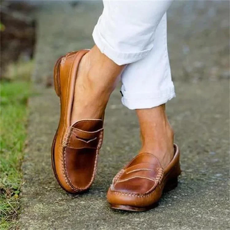 Casual single shoes large size polished color driving shoes retro