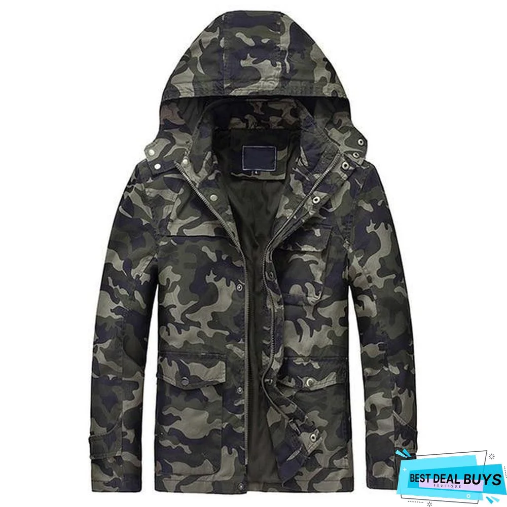 Men Camouflage Thick Casual Outerwear Windbreakers Army Tactical Military Jackets