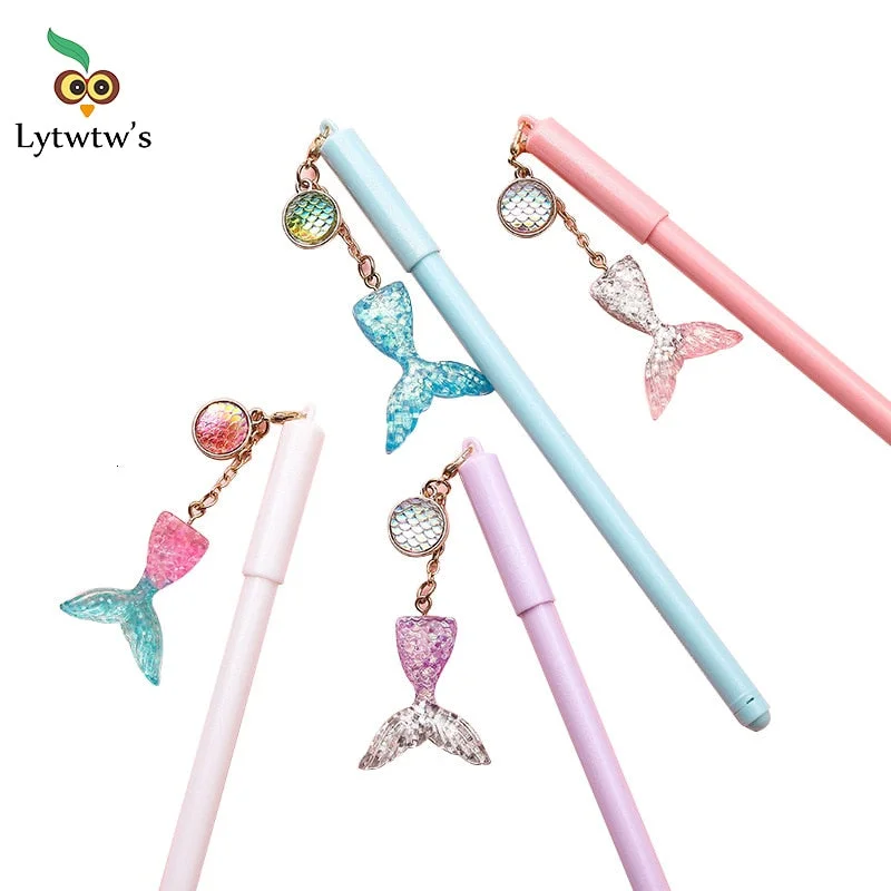 1 Pcs Lytwtw's Cute Kawaii Creative Mermaid Pendant Student Writing School Office Stationery Gel Pen sweet pretty lovely funny