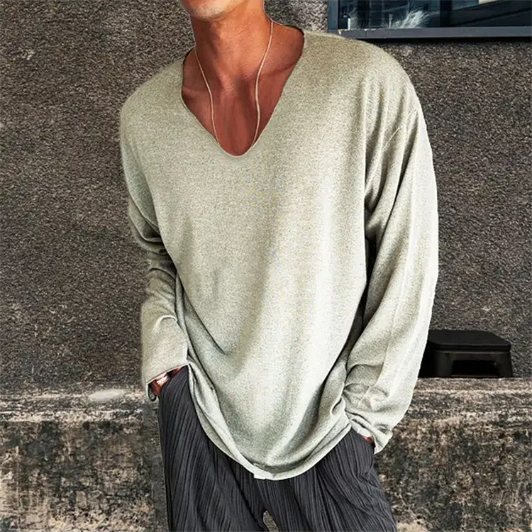 BrosWear V-Neck Twist Loose Casual T-Shirt
