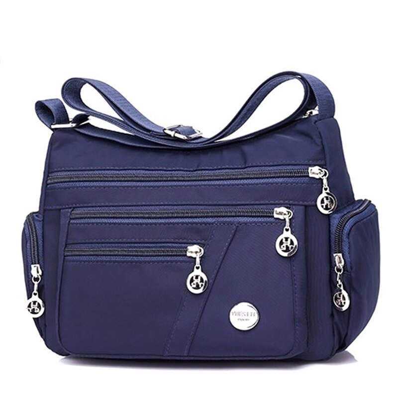 Women Handbags Messenger Bag Washed Nylon Lightweight Waterproof Shoulder Bags Fashion Zipper Crossbody Bag Purse Collect Wallet