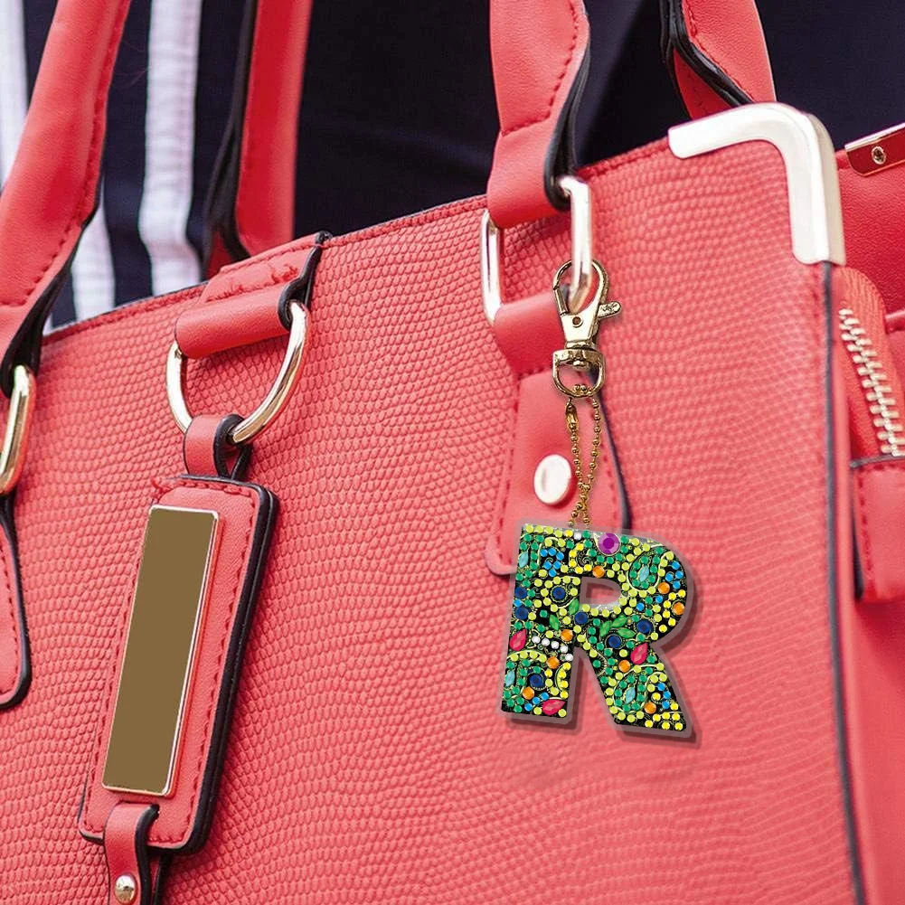 DIY Diamond Art Keychains Handmade Point Drill Key Ring Letters Lady Bag Pendant