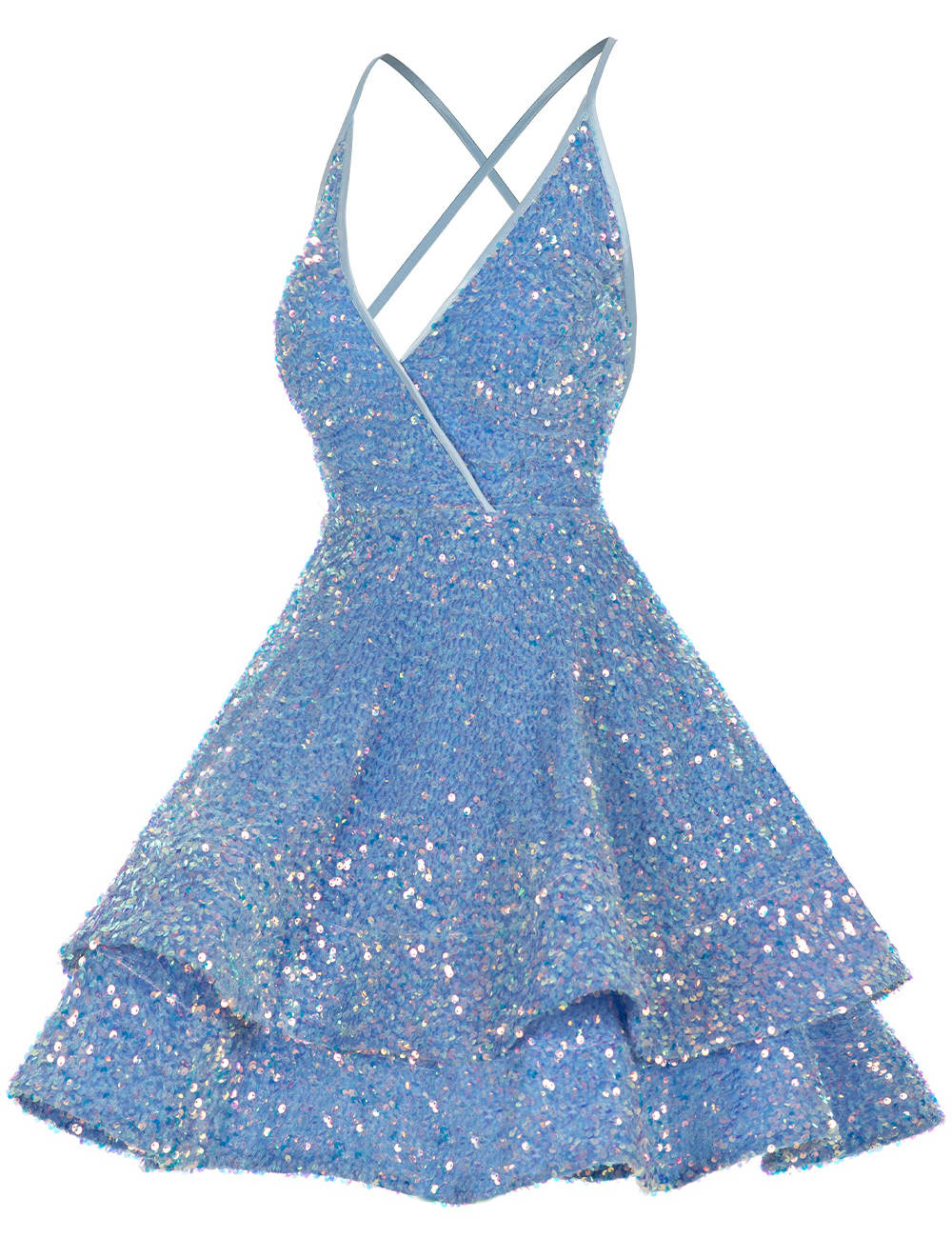 Lussooy Charming Sequins V-Neck Short Mini Homecoming Dress  