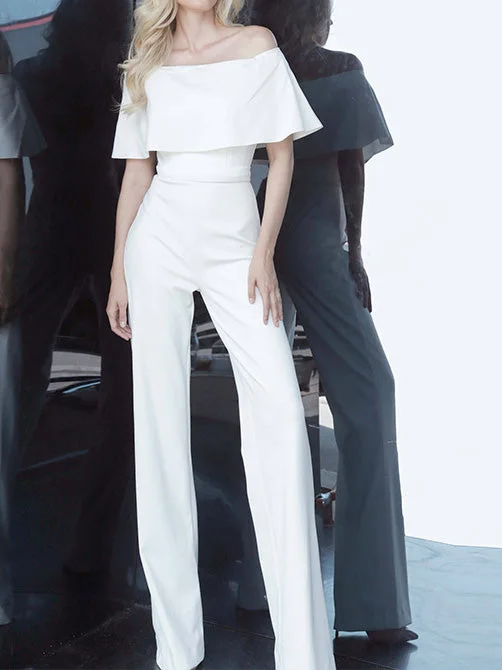 Women'S Jumpsuits One-Shoulder Ruffled Slim Fit Jumpsuit