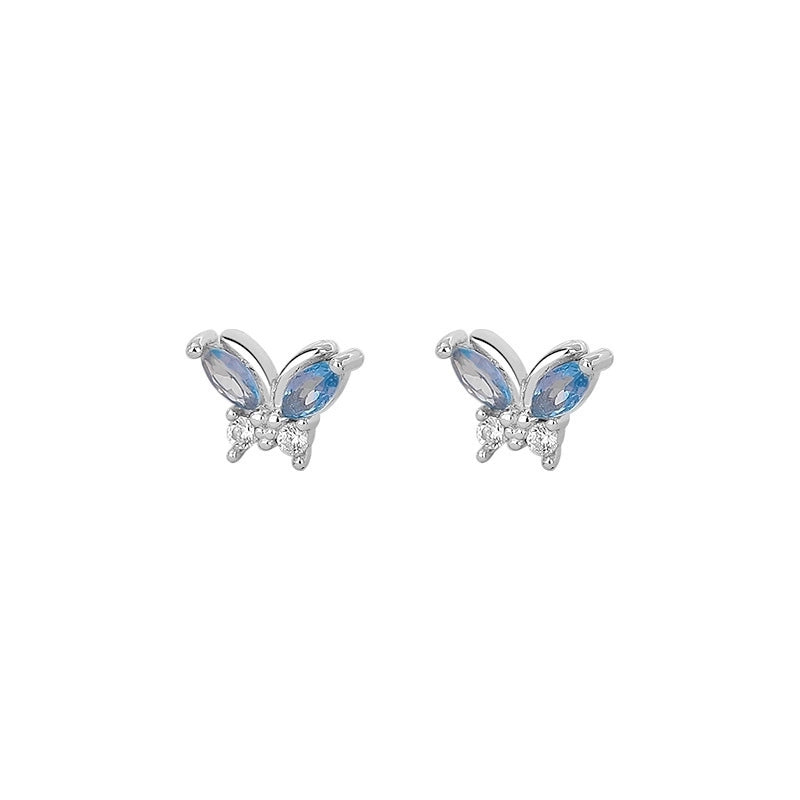 1 Pair 925 Sterling Silver Zircon 925 Sterling Silver Earrings Butterfly Earrings