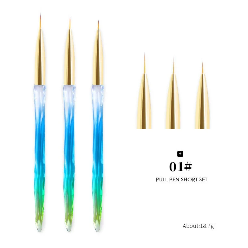 3pcs/Set Nail Brush Nail Art Acrylic Liquid Powder French Stripes Lines Liner Painting Design Brush Dotting Picking Pen Tool-Nail Inspo