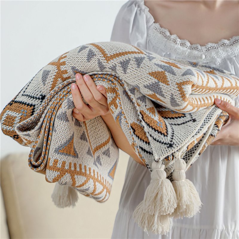 Bohemian Knitted Sofa Blanket Wool Shawl-Besturer