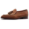 Handmade Men'S Suede Leather Tassel Dress Shoes Loafers