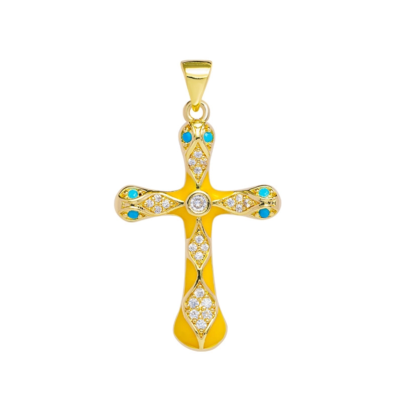 1 Piece Copper Rhinestones Cross Pendant