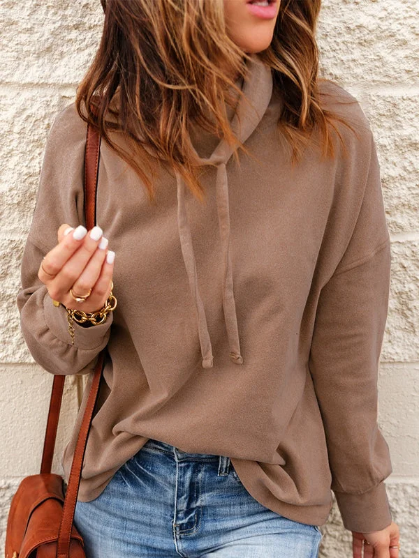 Cowl Neck Drop Shoulder Sweatshirt