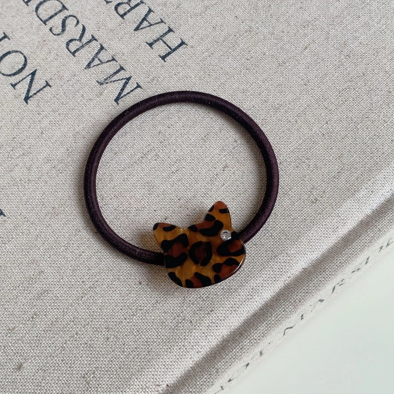 Retro Women’s Flower Bow Knot Leopard Acetic Acid Sheets Inlay Rhinestones Hair Tie