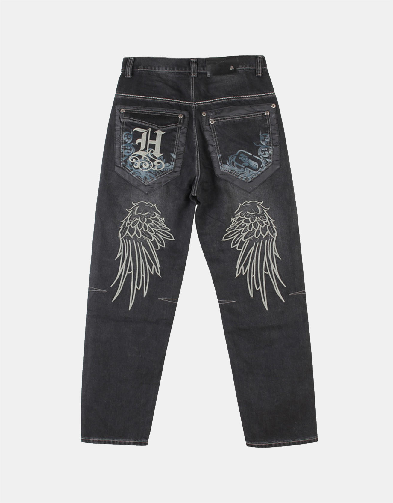 Loose Street Trendy Letter Embroidered Jeans / TECHWEAR CLUB / Techwear