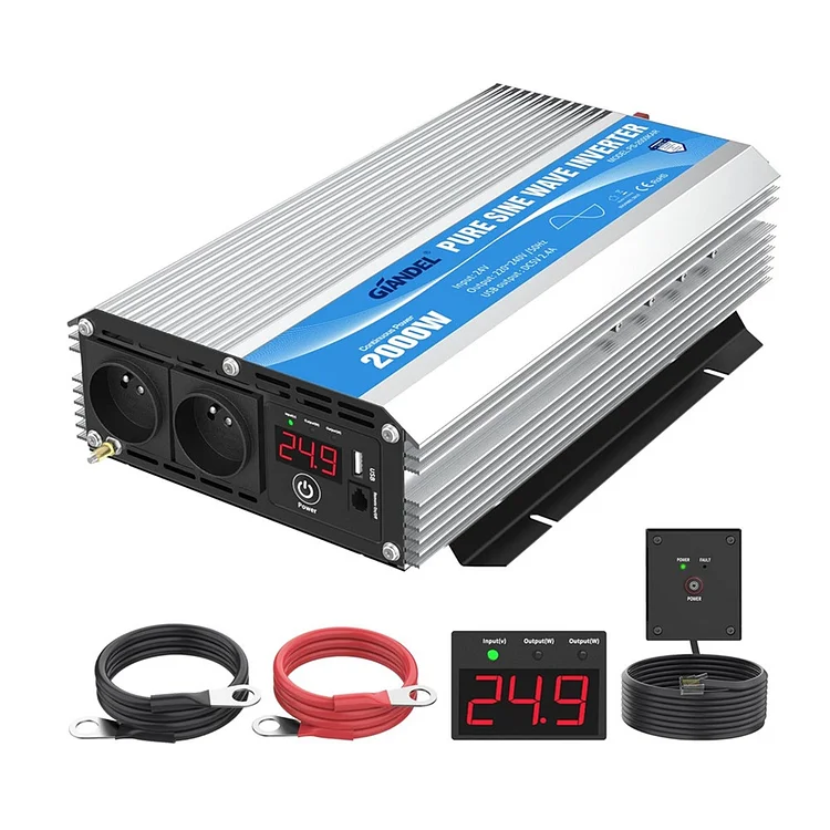 2000W Pur Sinus Onduleur Convertisseur 24V DC en alimentation 220V~240V AC