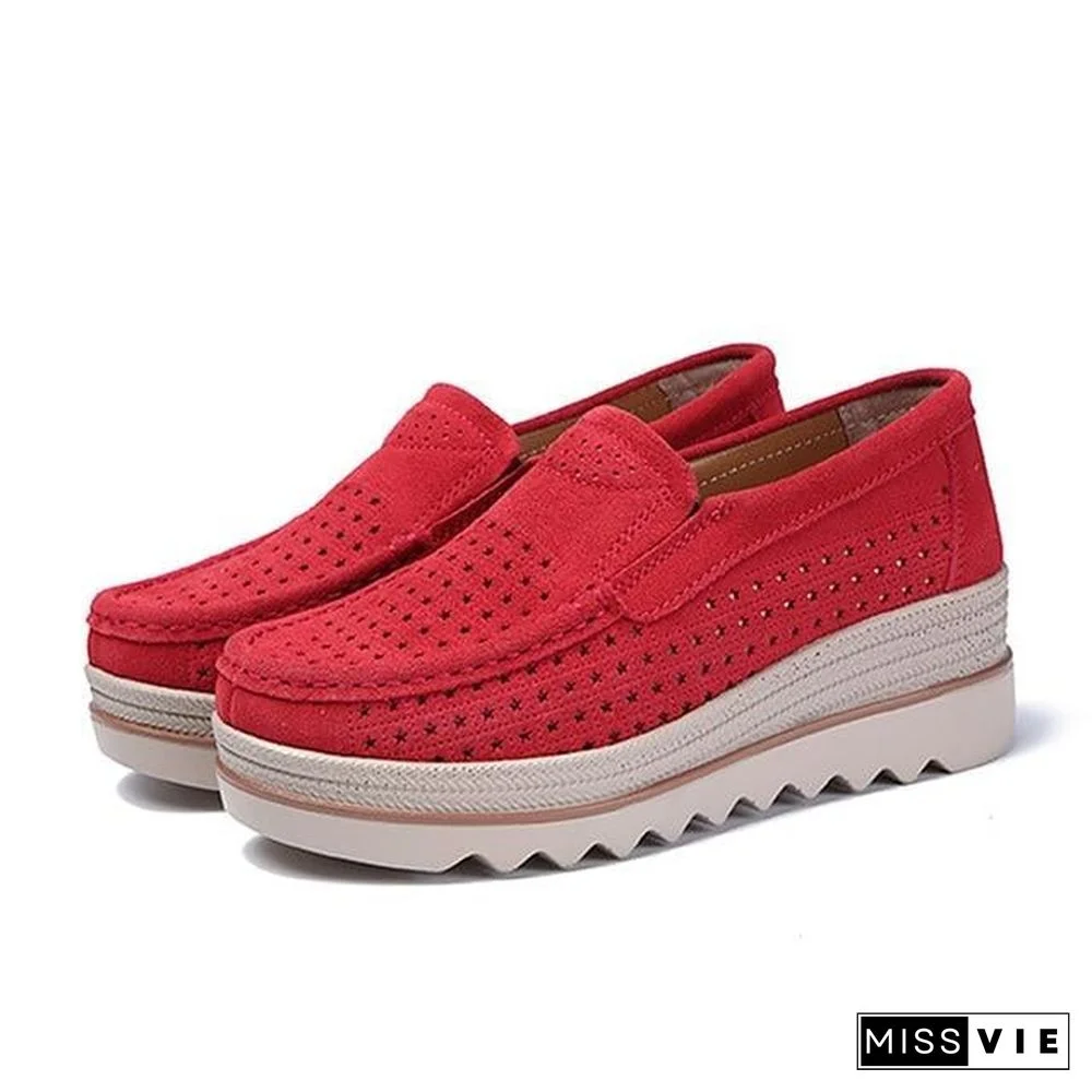 Women Shoes Platform Sneakers Slip on Flats Loafers Moccasins Hollow Out Casual Shoes