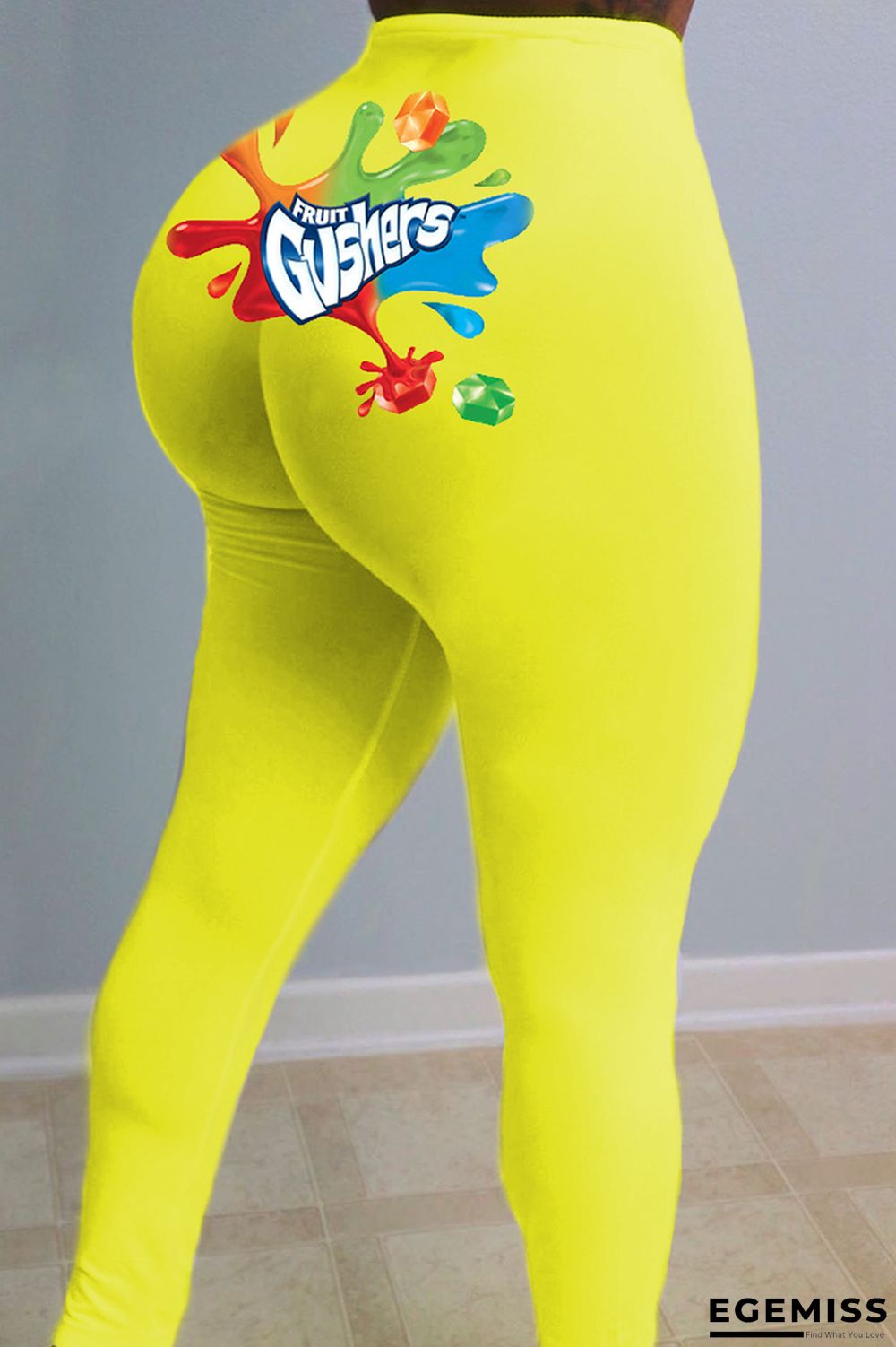 Yellow Fashion Casual Print Basic Skinny High Waist Pencil Trousers | EGEMISS