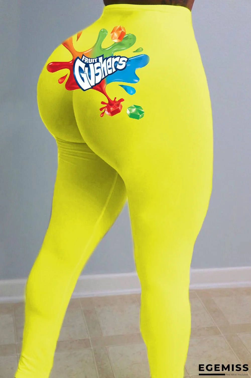 Yellow Fashion Casual Print Basic Skinny High Waist Pencil Trousers | EGEMISS