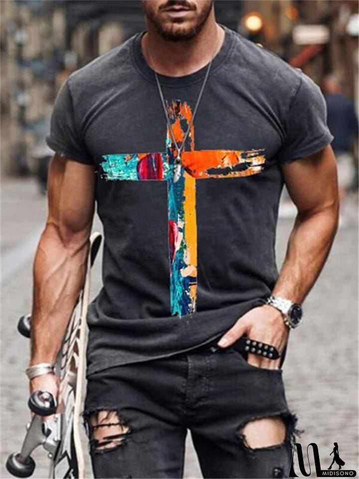 MidiSono - Cross Printing Christian T-shirts for Men