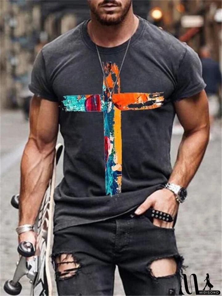 MidiSono - Cross Printing Christian T-shirts for Men