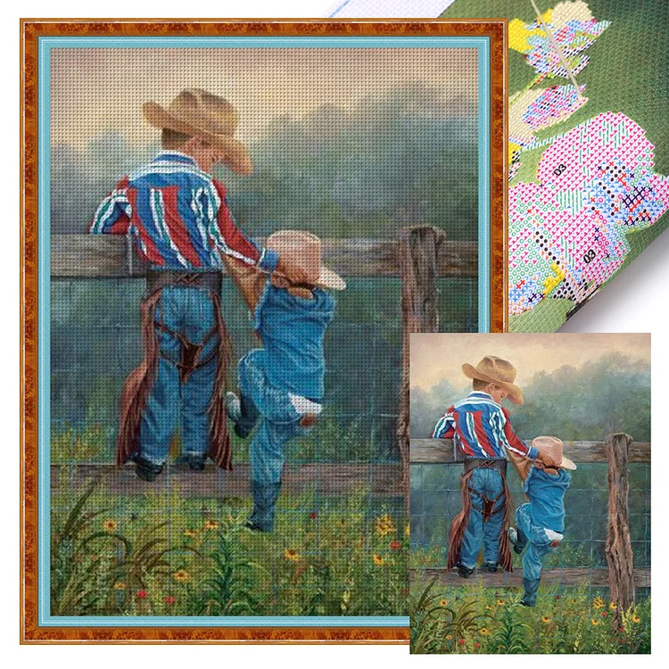 Prairie Cowboy Kid - Printed Cross Stitch 11CT 40*55CM