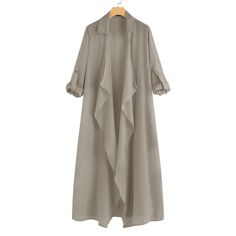 Vintage Women Kimono  Celmia  Casual Long Sleeve Blouses Female Loose Beach Long Cardigan Solid Autumn Shirts  Tops