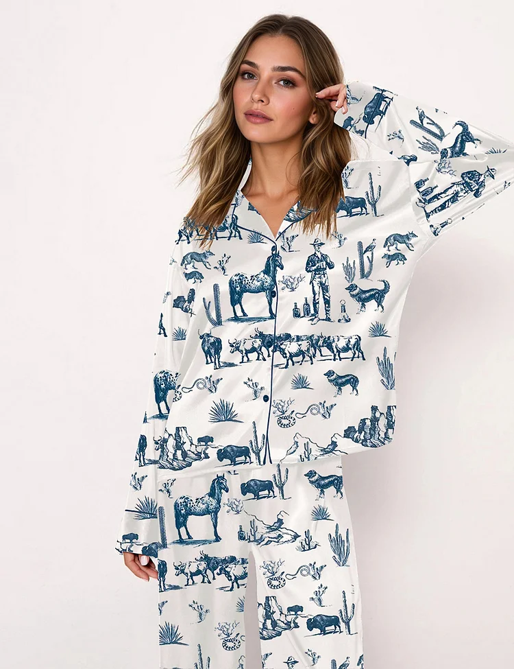 Women's Wild West Adventure Long Sleeve Pajama Set