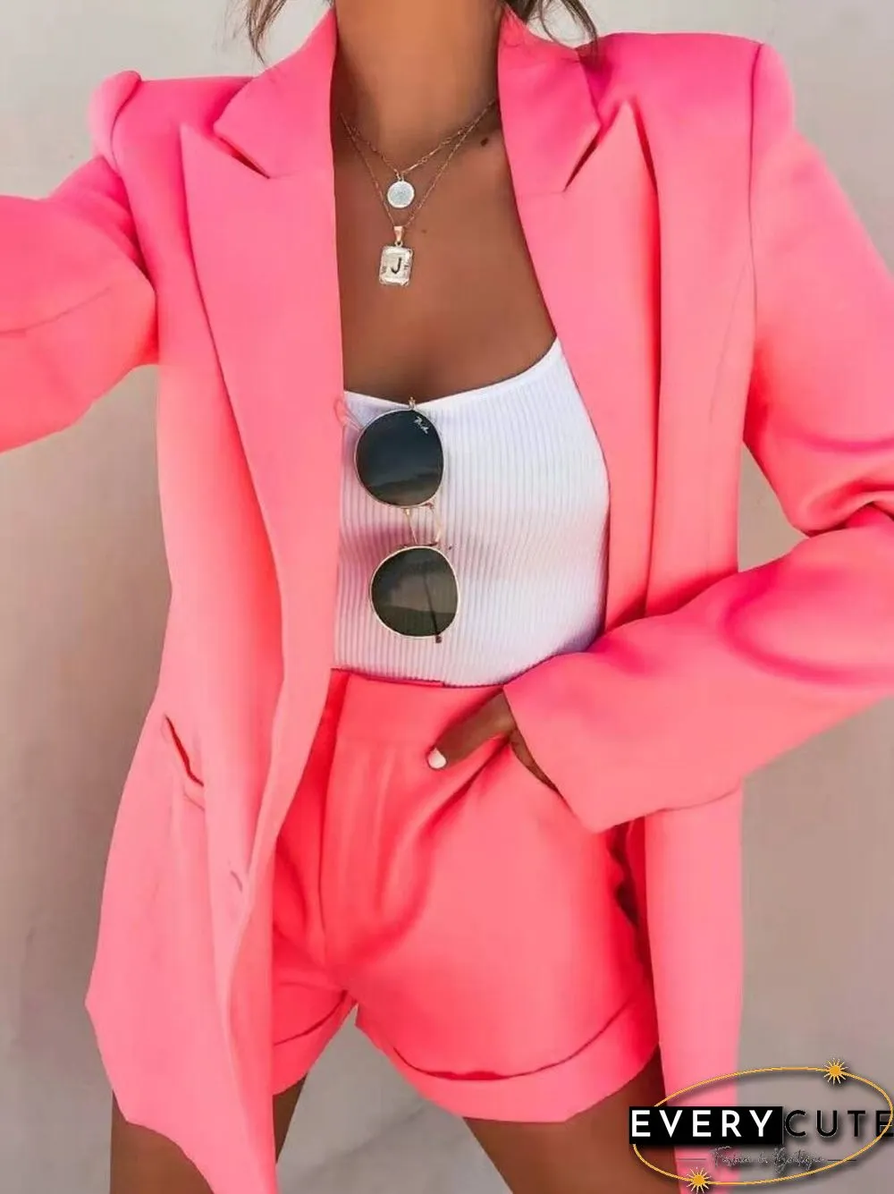 Spring Summer jacket shorts suit sexy temperament womens fashion casual lapel cardigan