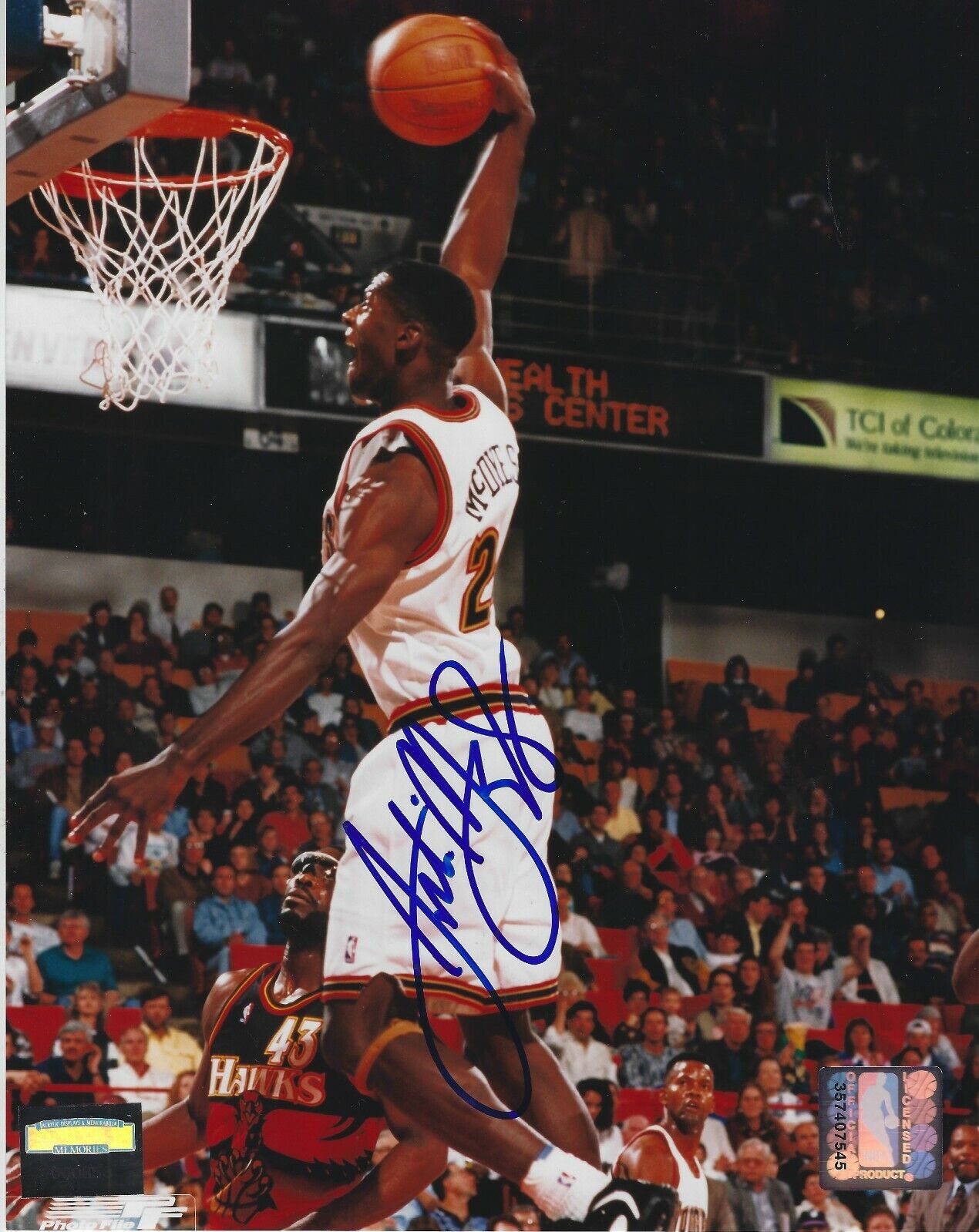 Signed 8x10 ANTONIO MCDYESS Denver Nuggets Autographed Photo Poster painting w/COA