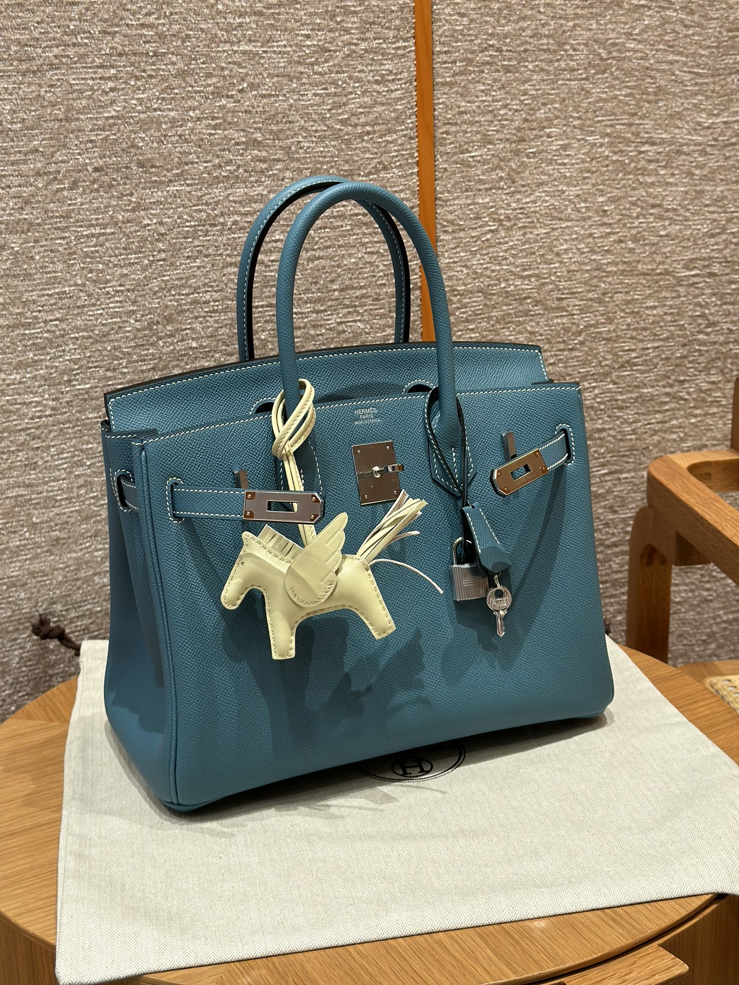 Hermes Birkin Bag 30cm in Lake Blue Silver Hardware