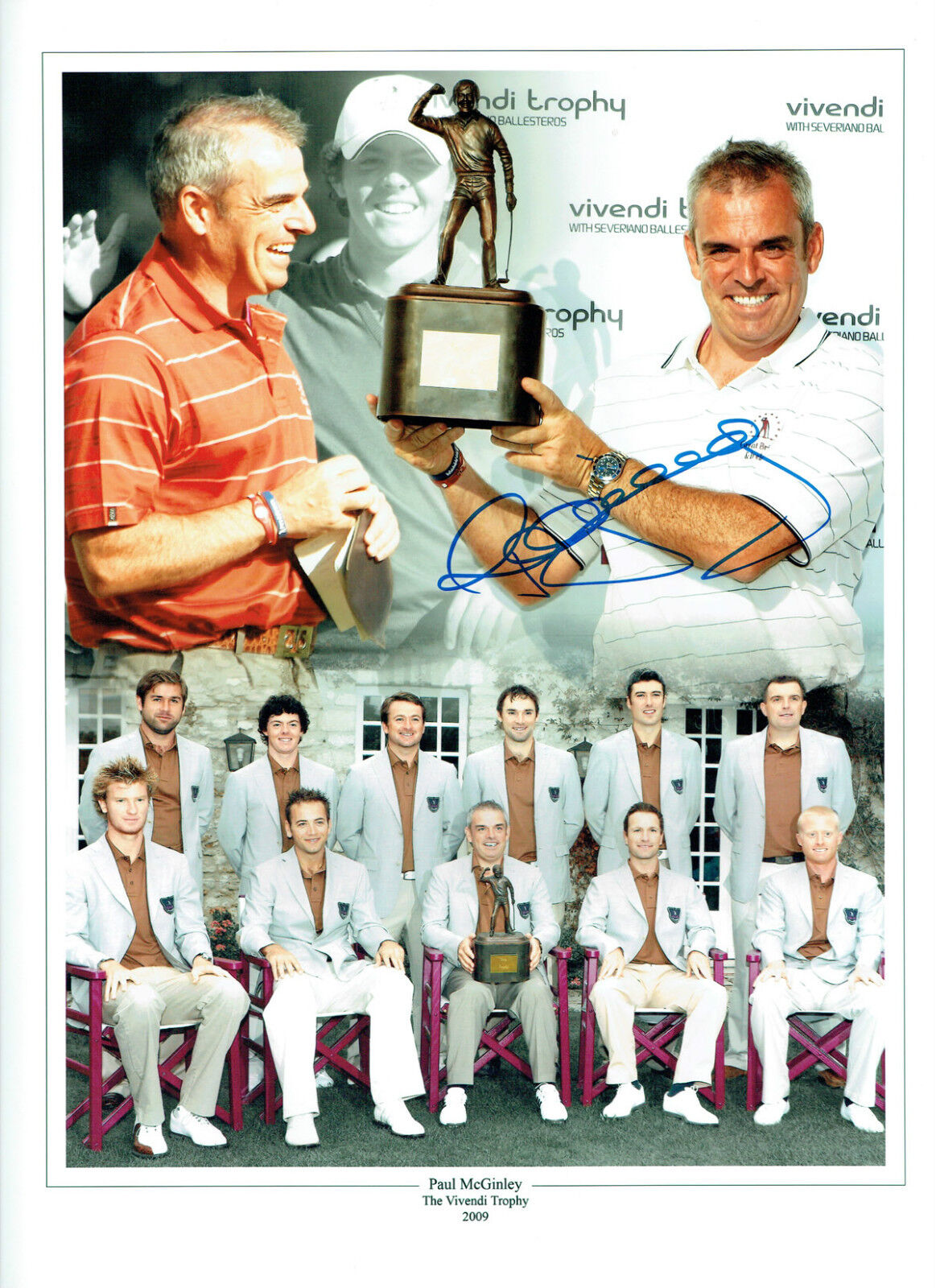 Paul McGINLEY Signed Autograph 16x12 Seve Cup GOLF Montage Photo Poster painting AFTAL COA