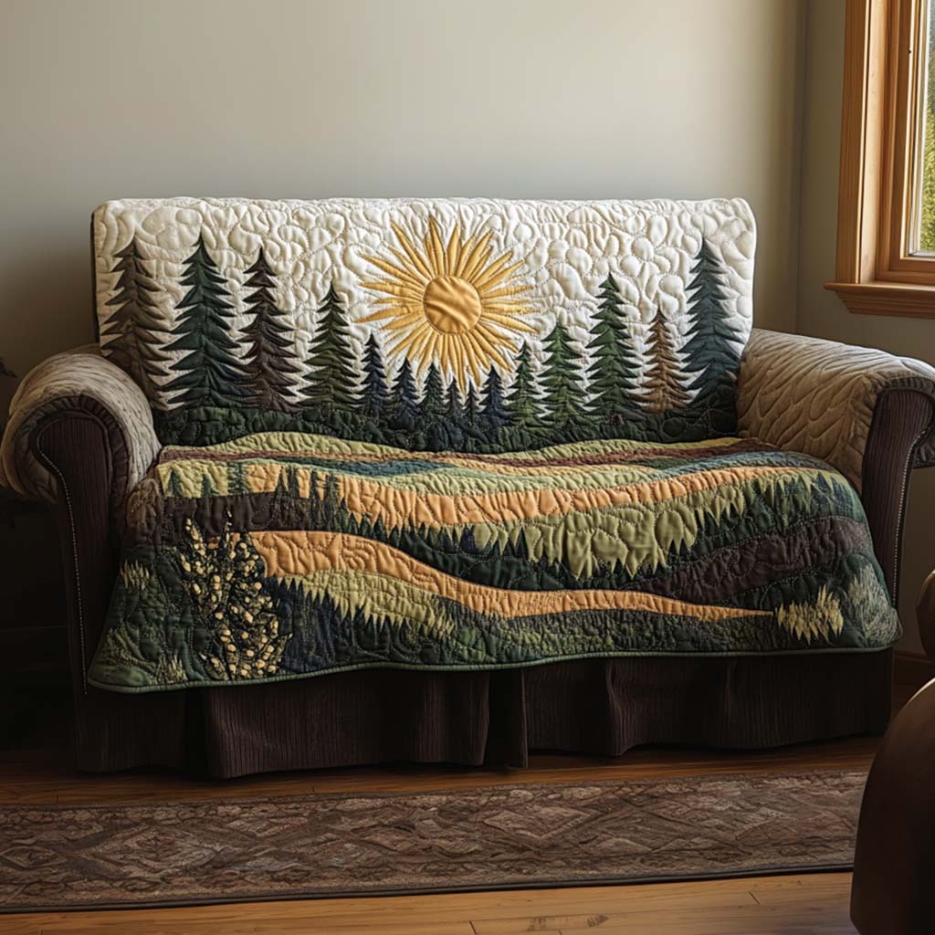 Forest Sunrise Quilted Sofa Cover NCU0NT10891 everthome