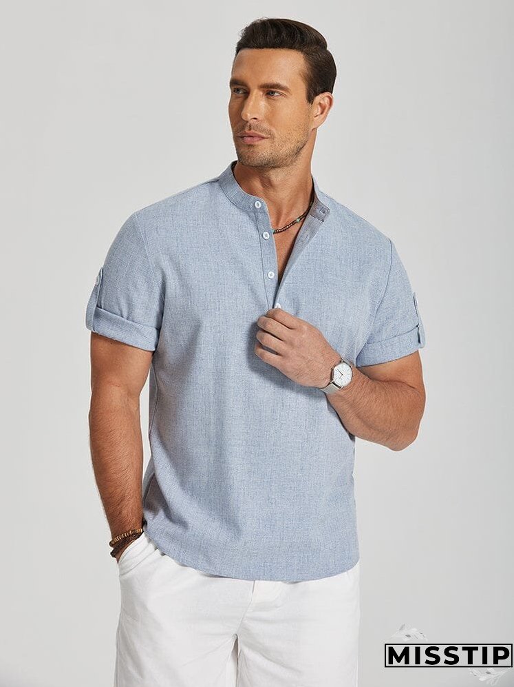 Summer Essential Leinen-Henley-Hemd (nur USA)
