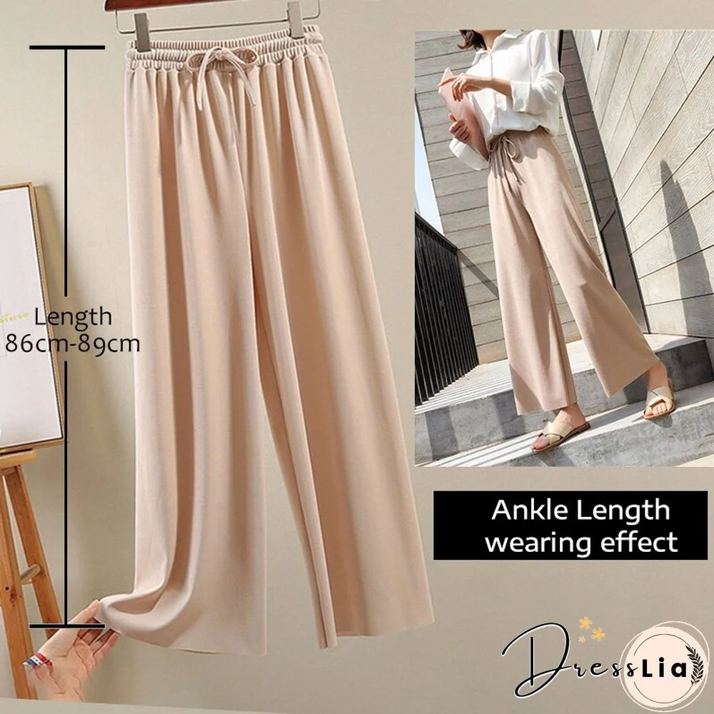 High Waist Soft Comfort Women'S Pants Casual Spring Summer Woman Pants Ice Silk Ankle-Length Trousers Female Slacks