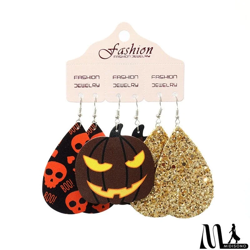 MidiSono - Teardrop Shape Halloween Theme Dangle Earrings