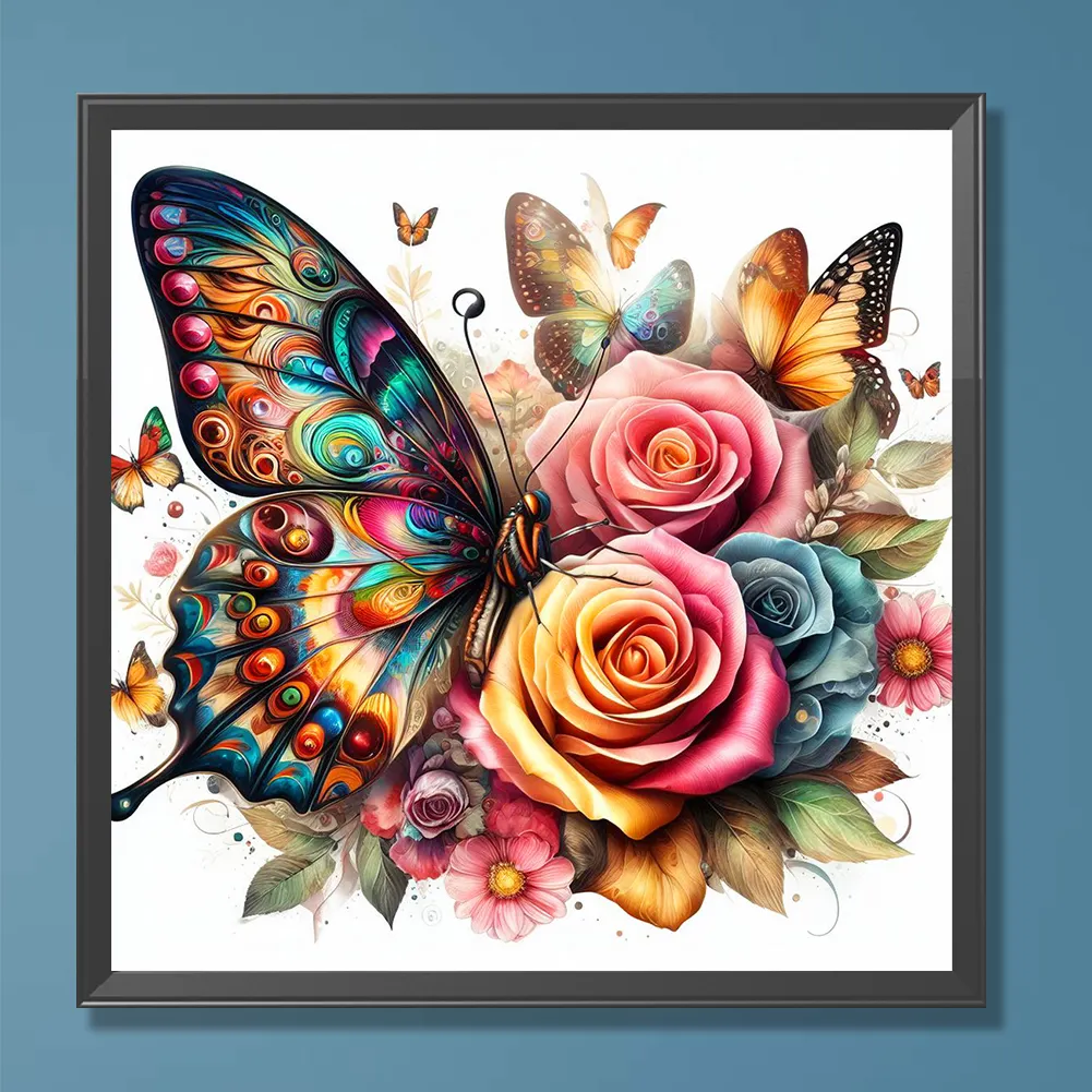 Diamond Painting - Full Round Drill - Flower Butterfly(Canvas|30*30cm)