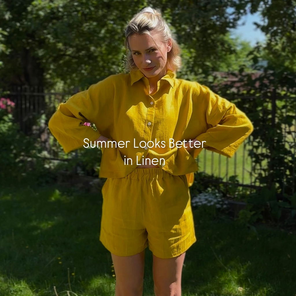 100% European Linen Oversize Short Pajamas REAL SILK LIFE