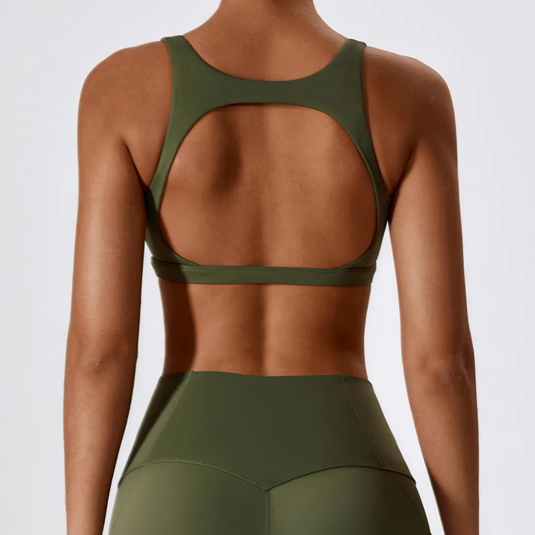 High strength backless solid color bra