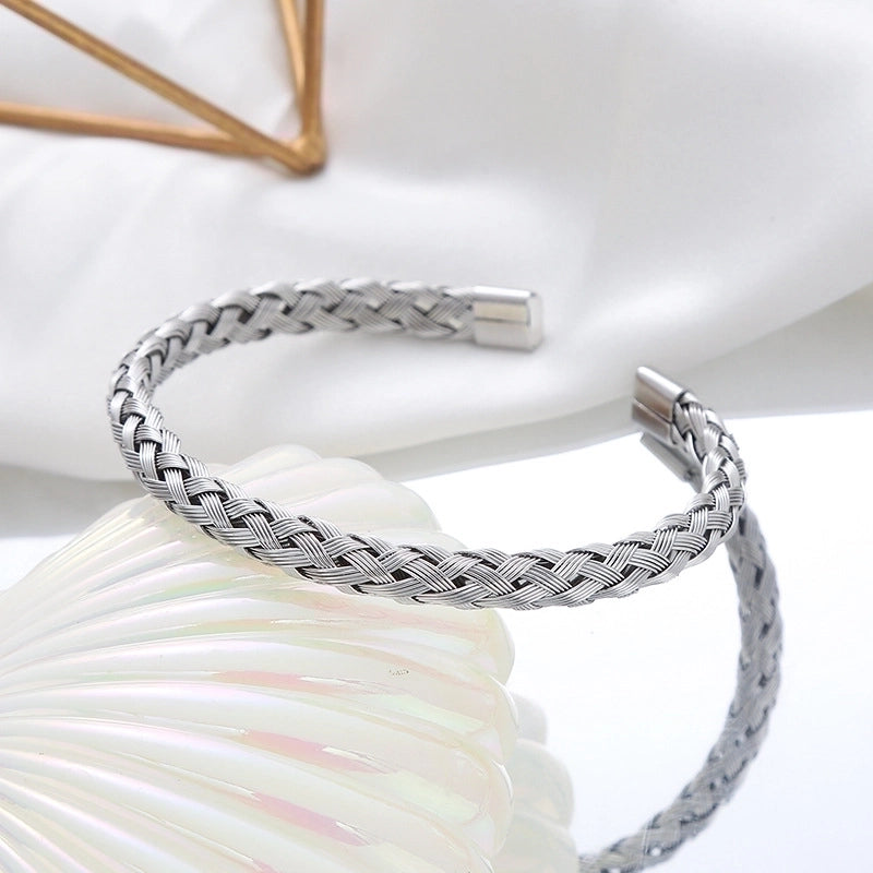 Casual Twist Stainless Steel Bangle
