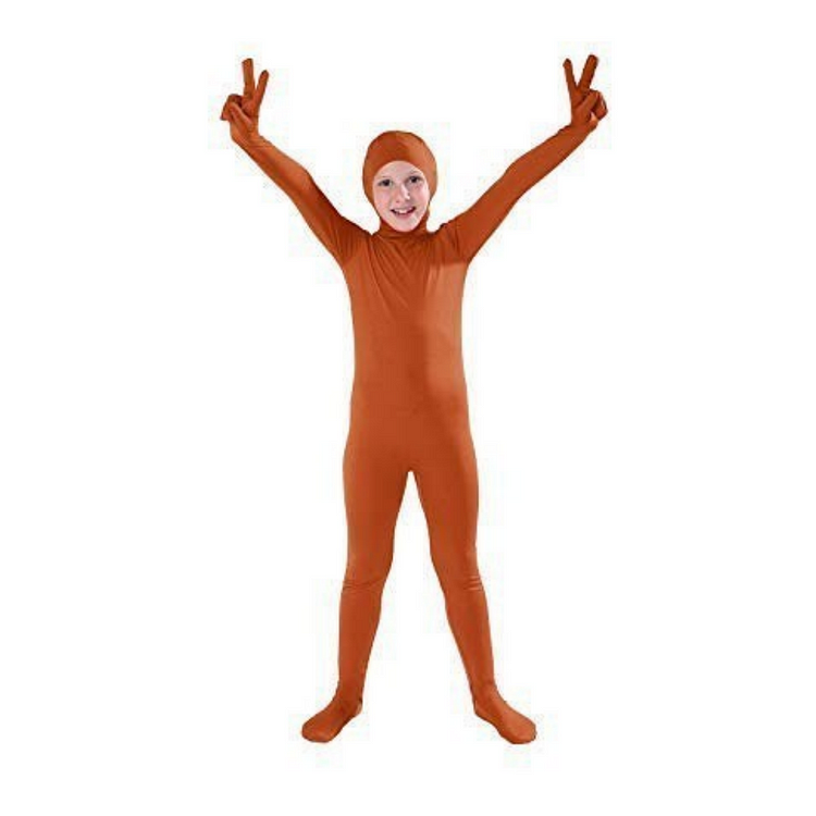 Kids Children Unisex Funny Jumpsuit Bodysuit Outfits Open Face Spandex Stretch Zentai Suit Carnival Costume 