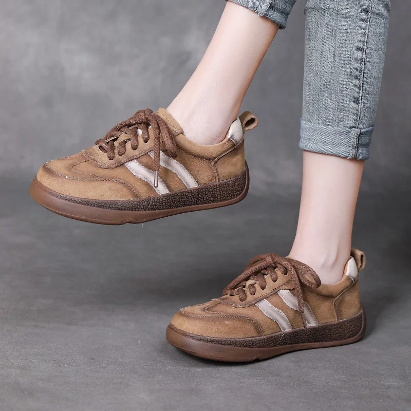 Yyvonne Spring Sports Leisure Training With Women's Board Shoes Spring And Autumn New Age Reduction Leather Running Shoes