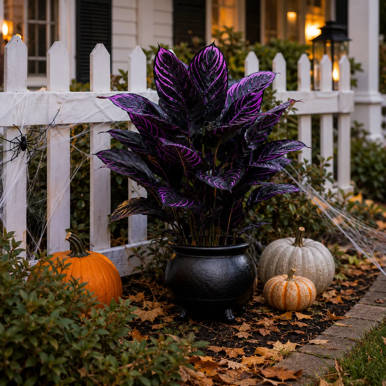 Midnight Violet Artificial Foliage – Halloween Porch & Gothic Decor