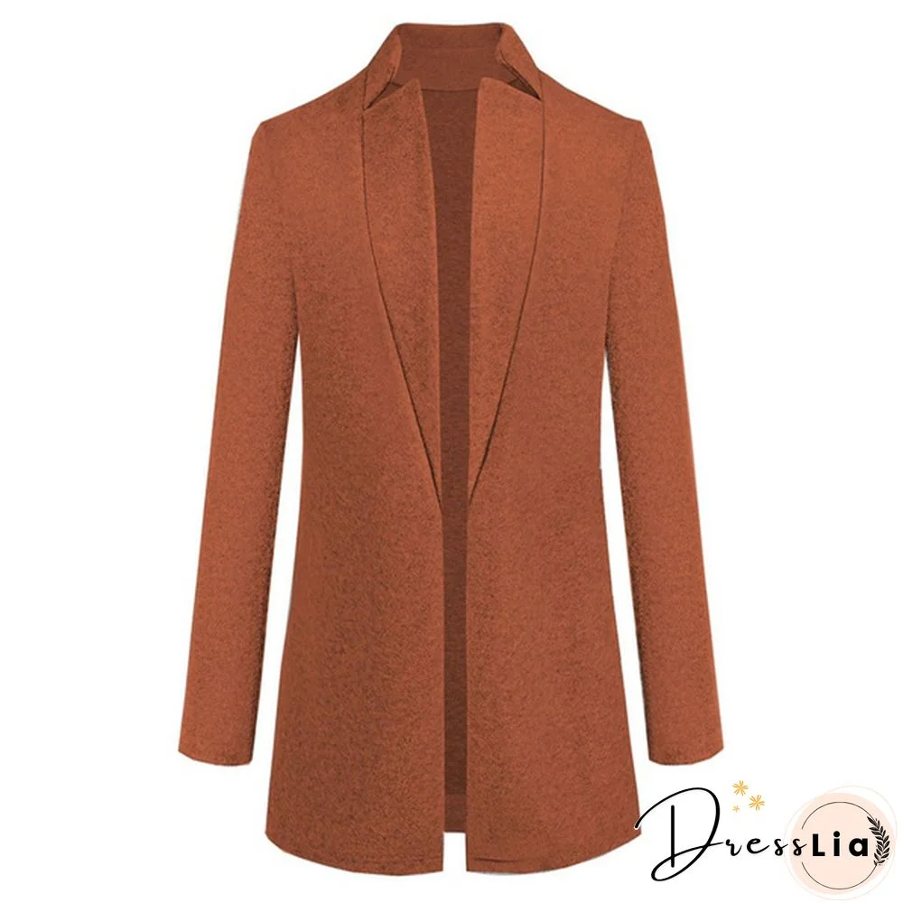 Fashion Women Autumn Winter Long Sleeve Coat Loose Warm Lightweight Jackets Casual Solid Color Parka Cardigans