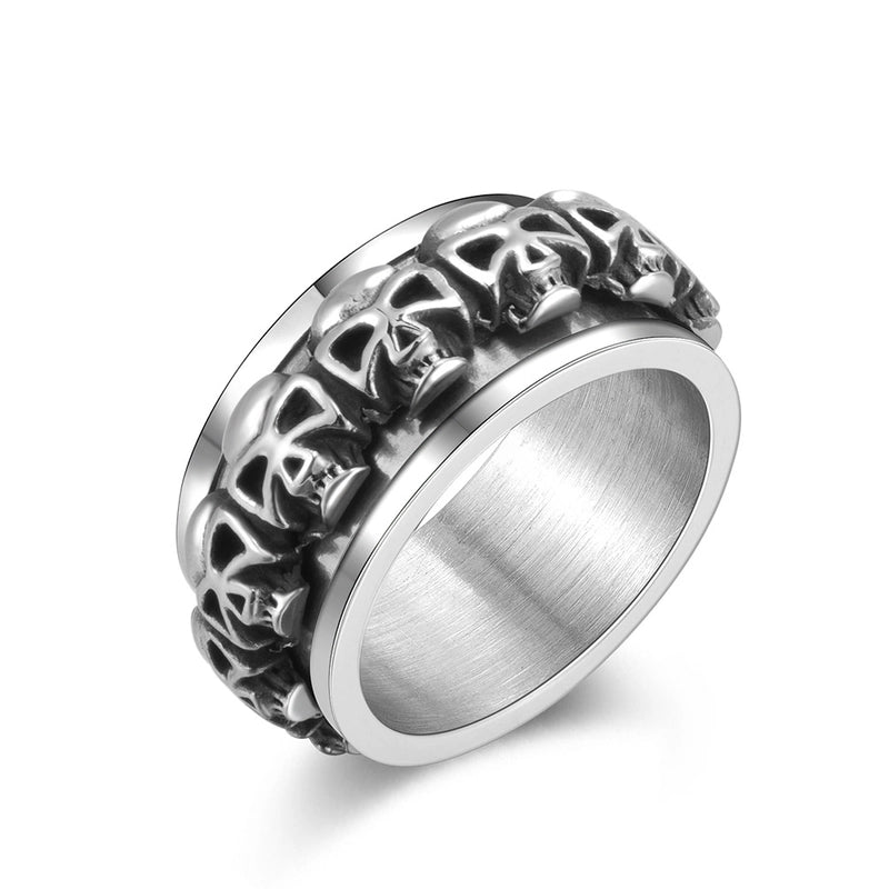 Hip-Hop Skull 304 Stainless Steel Halloween Men’s Anxiety Ring
