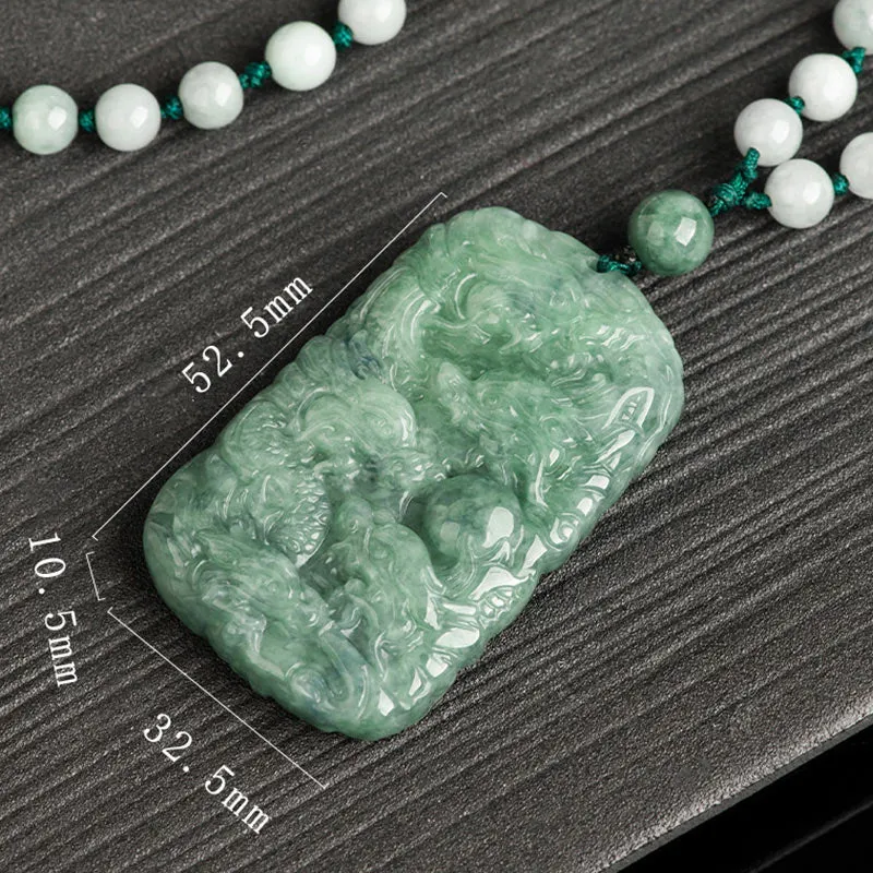 Chinese Zodiac Dragon Jade Abundance Necklace Bead String Pendant