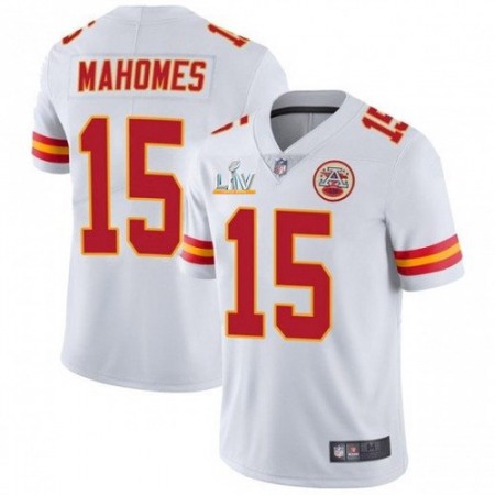 Men's Kansas City Chiefs #15 Patrick Mahomes White 2021 Super Bowl LV Stitched NFL Jersey 1JS7