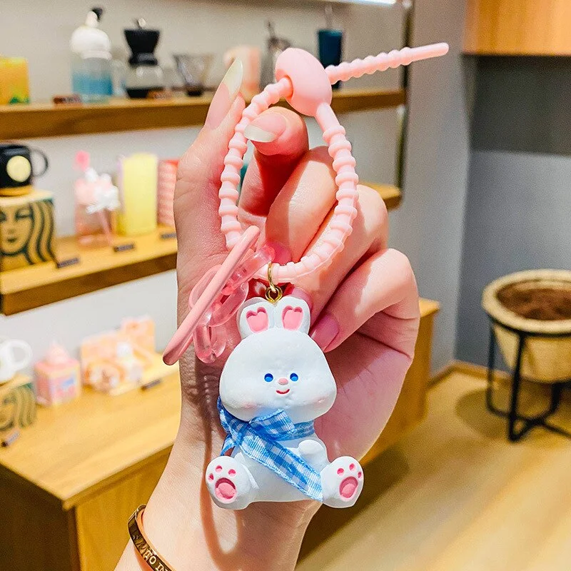 Creative Bowknot Small Animal Car Keychain Cute Bag Pendant Couple Gift