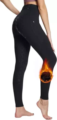 Pornhint BALEAF - Size M Black Breeches, Fleece Lining for Winter, Full Seat Silicone New